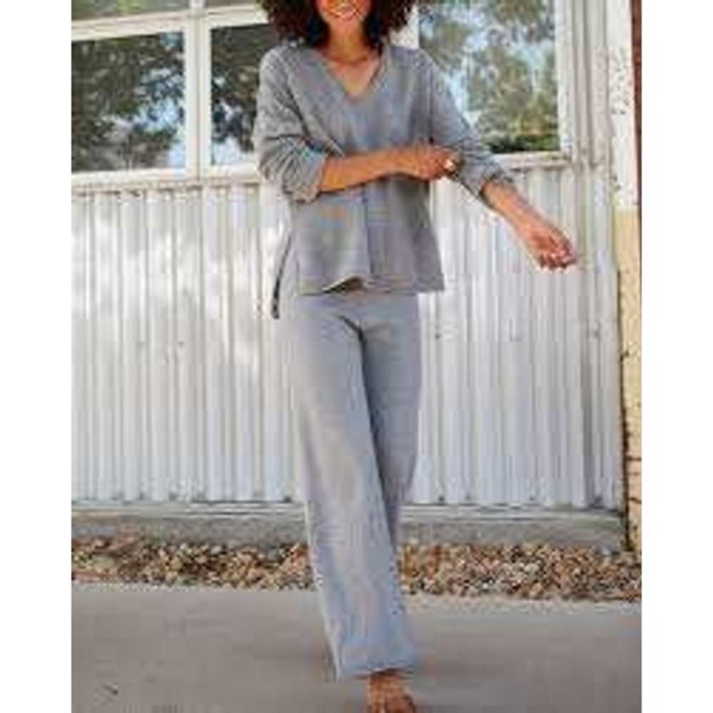 Outerknown Stowaway Lounge Pants Wool Cashmere Wide Leg Gray Women's XL NWT